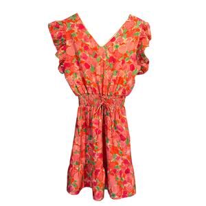 Cotton Chicks Size Large Floral Dress Pink Coral Natural Fiber Cottage Fairy
